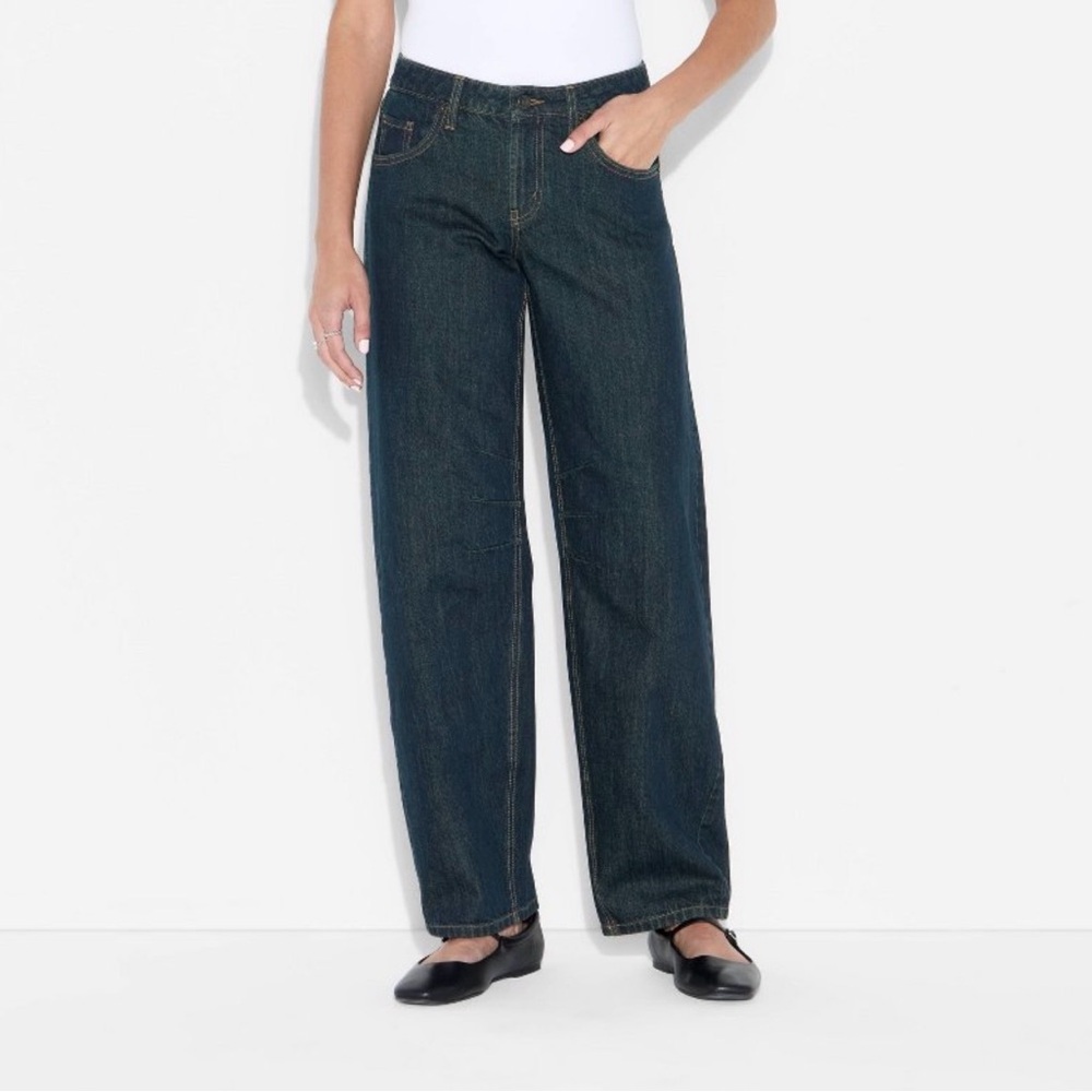 NWT Women’s Wild Fable Mid Rise Barrel Jeans, Sz 18 Dark Wash, Plus Size